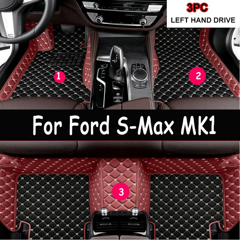 

Автомобильные коврики для Ford S-Max MK1 2006 ~ 2014 7 сидений, противогрязевые накладки, полный комплект, водонепроницаемый напольный коврик, нескользящие ковры, автомобильные аксессуары
