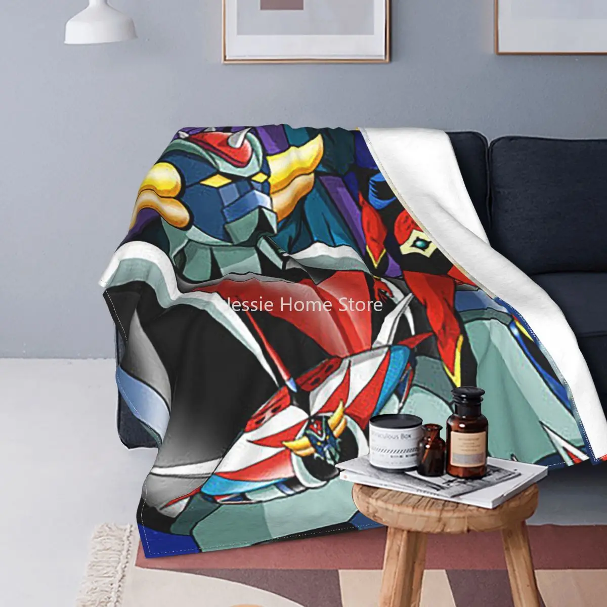 

Goldorak Grendizer Robot Anime Plaid Blankets Coral Fleece Plush Winter Soft Throw Blankets for Sofa Travel Quilt