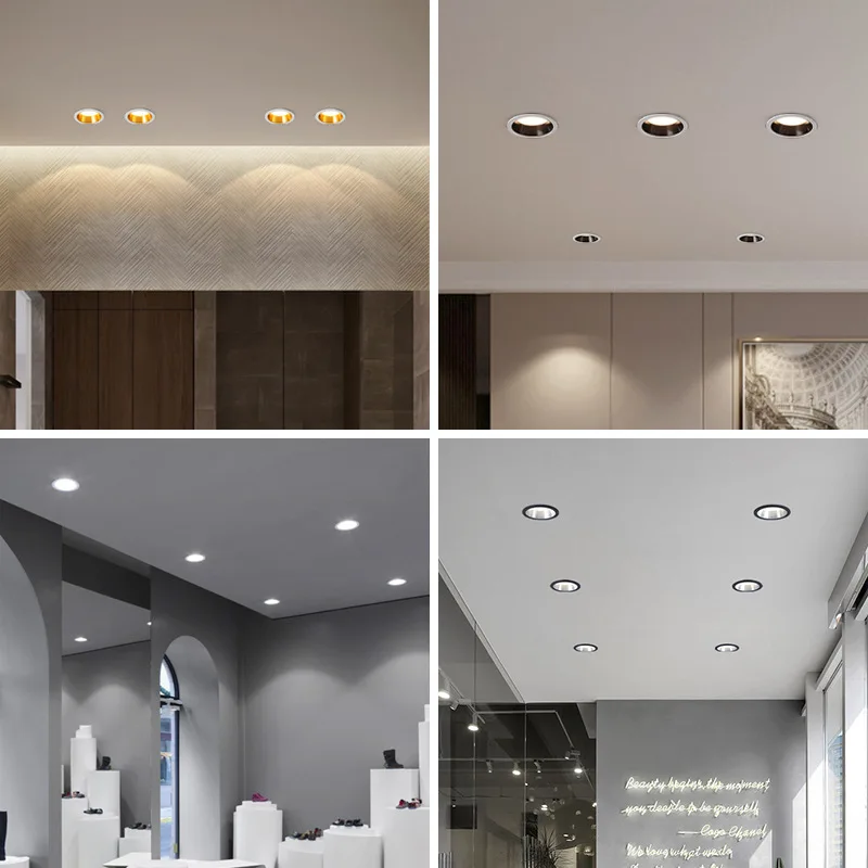 Imagem -06 - Luzes de Teto Led Ac85 Ac85 265v Lâmpadas de Fundo Iluminação Interior Regulável Anti Brilho Recessed Led Downlights7w 9w 12w 15w 18w 24w