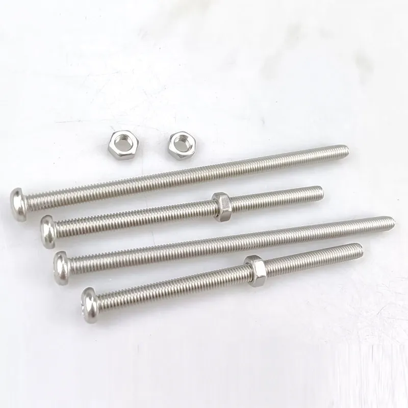 10Pcs M2 Long Screws High Strength Round Pan Head Phillips Bolts Nuts Kit DIY Model Screws Set Length 4-30mm