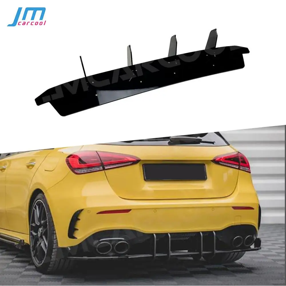 ABS Gloss Black Rear Bumper Fins Trim Splitter Decoration Parts for Benz A Class W177 V177 A35 A45 AMG Sedan Hatchback 2019-2023