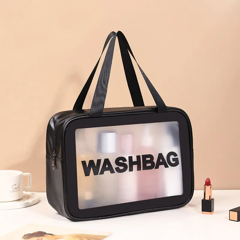 PVC Cosmetic Bag Transparent Large Capacity Bath Bag PU Waterproof Portable Wash Bag Women's Portable Travel Storage Bag image 6