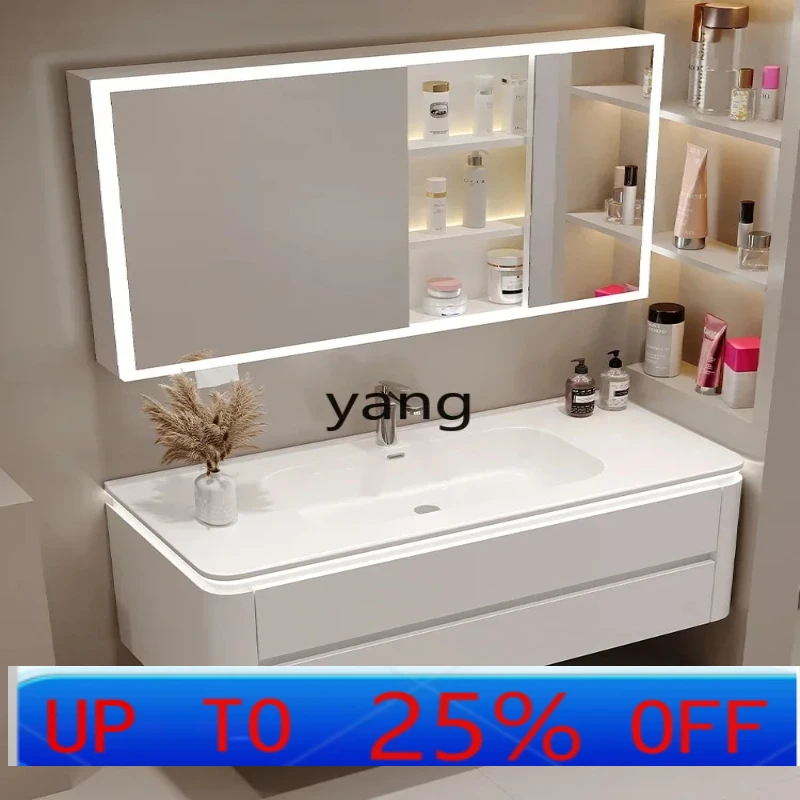 

LH White Bathroom Cabinet Combination Floor Type Arc Ceramic Whole Washbin Wash Basin Washbasin Cabinet