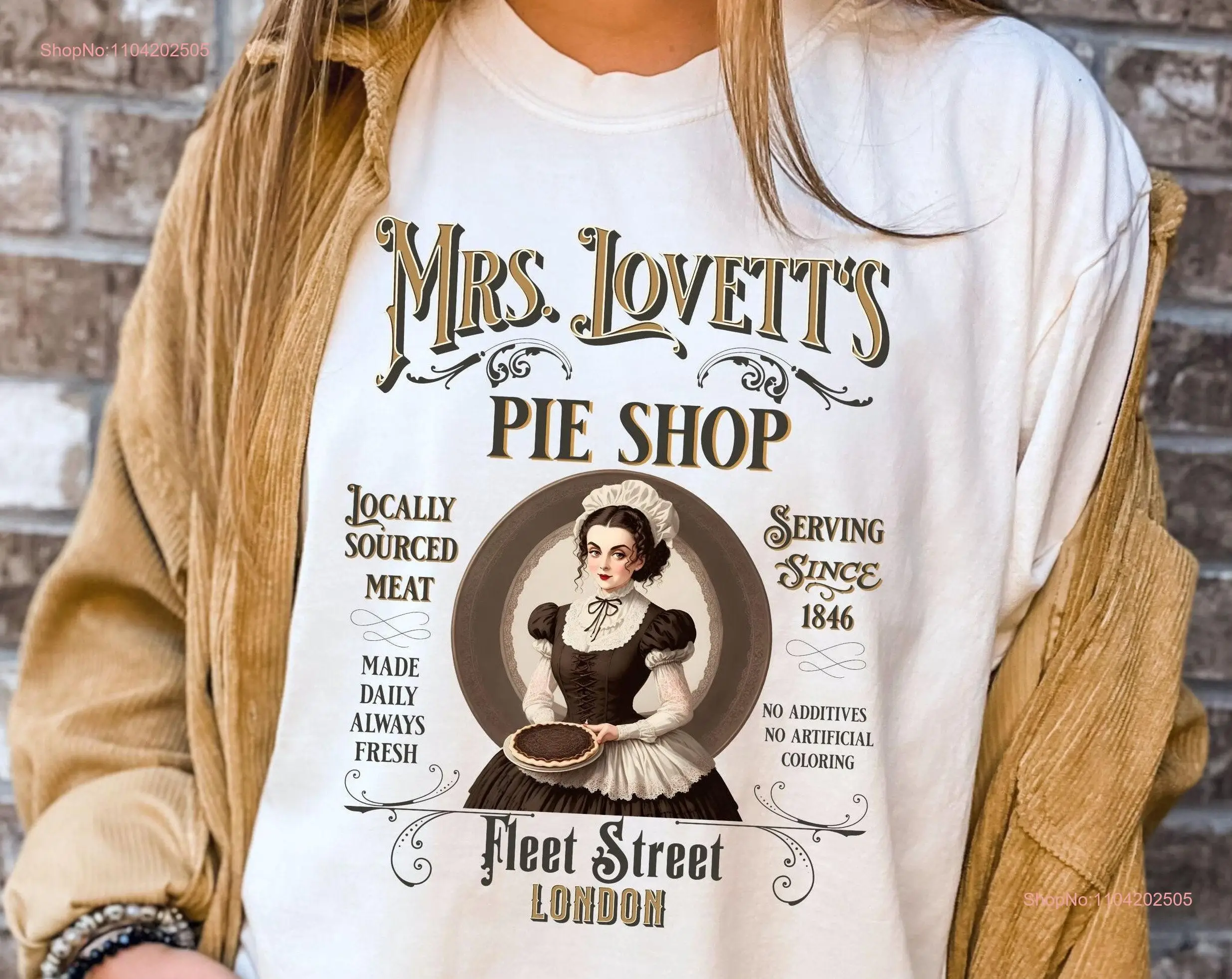 Halloween T Shirt Sweeny Todd And Mrs LovetT Horror Movie Lovett's Meat Pies tee Victorian Girt long or short sleeves