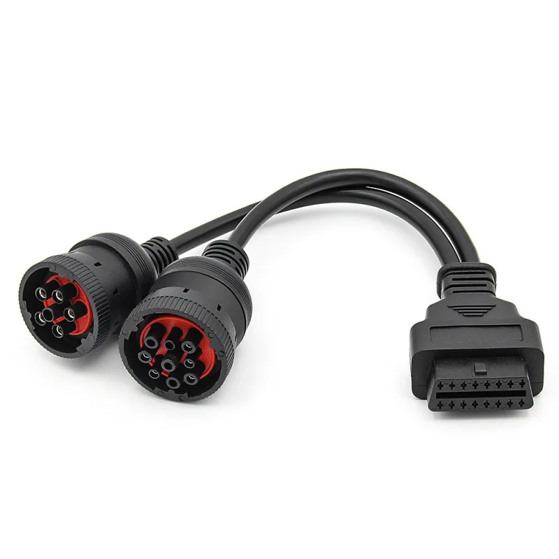 NEWBEST J1939 J1708 J1587 9+6pin Y Cable for Cummins Truck Heavy Duty Diagnostic Convertor OBD2 16Pin to 6pin 9pin Adapter
