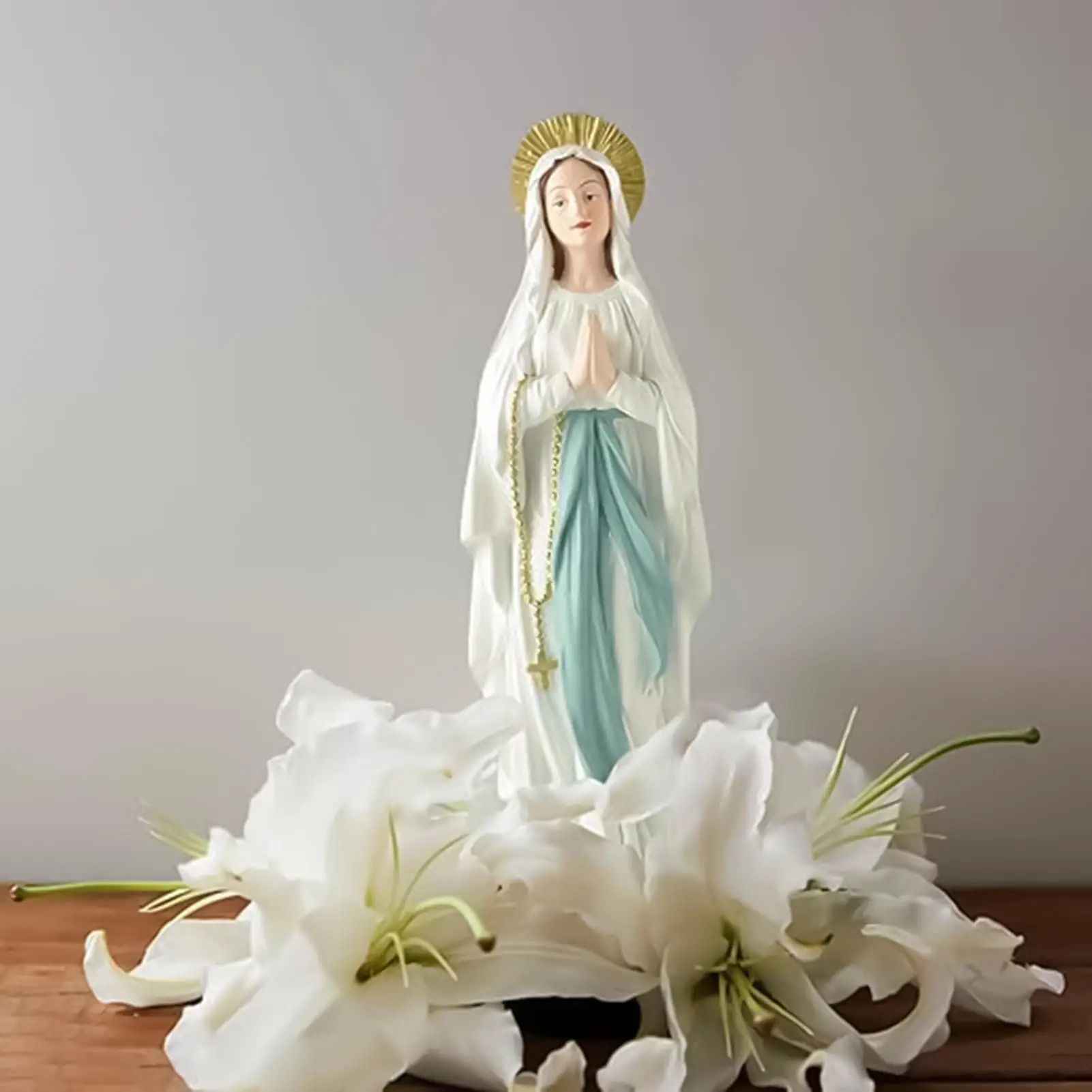 تمثال مريم العذراء تمثال ديني لسطح المكتب تماثيل مريم الكاثوليكية للمنزل والزفاف وعرض الكنيسة والاحتفال بالمدرسة والمعيشة #1