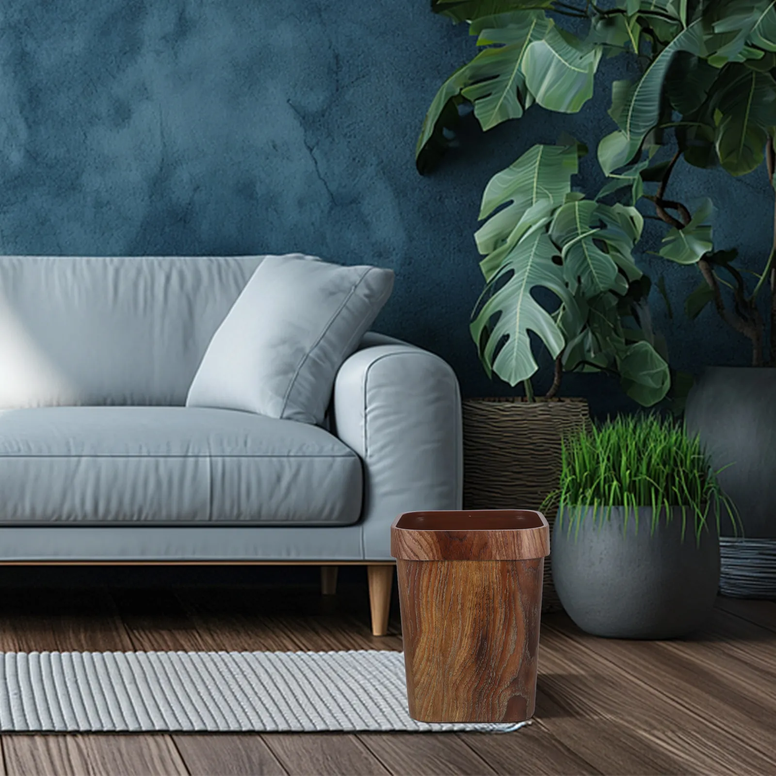 

Wood Grain Trash Can Stylish Compact Size for Indoor Use Bathroom Bedroom Kitchen Rustic Farmhouse Recycling Bin