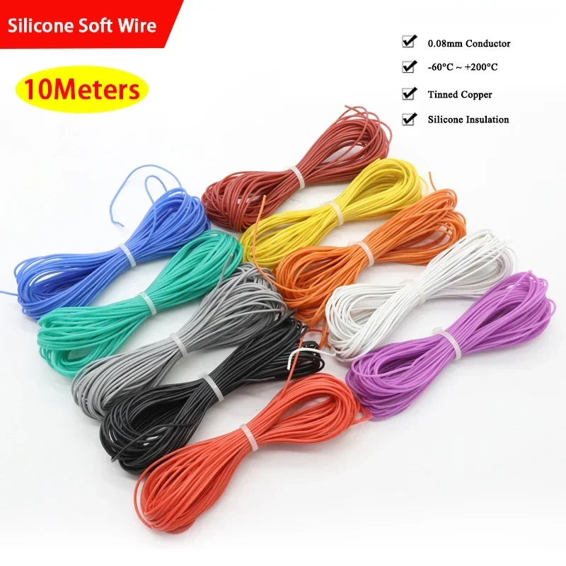 10M Heat-resistant cable 30 28 26 24 22 20 18 16 15 14 13 12 10 AWG Ultra Soft Silicone Wire High Temperature Flexible Copper