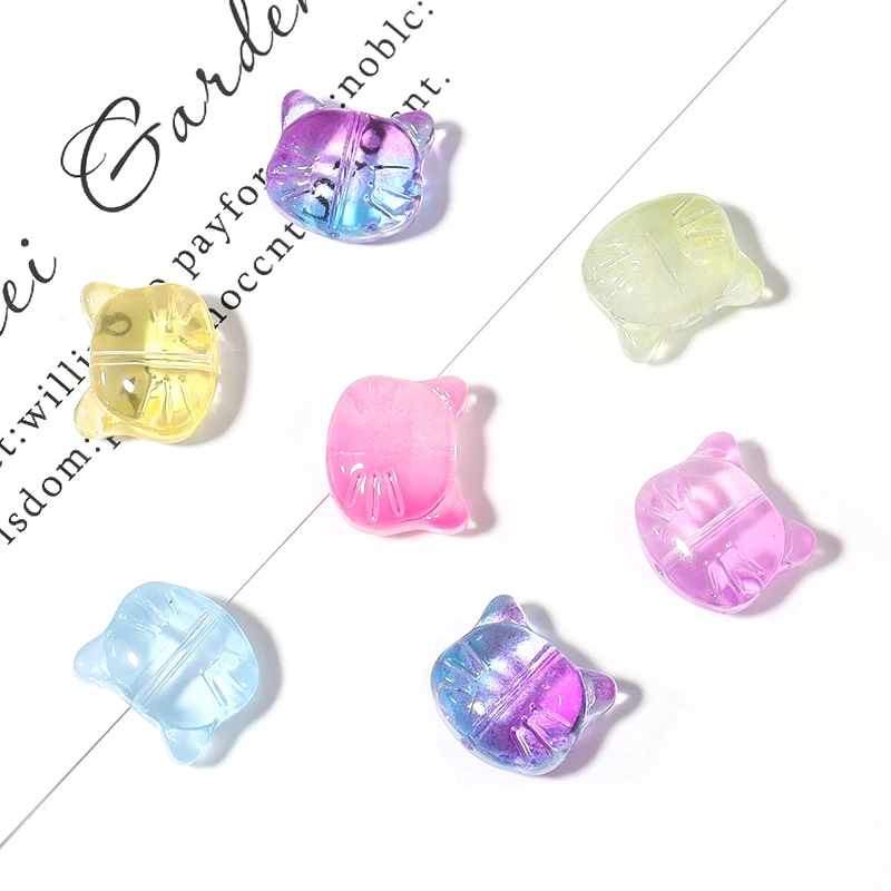 30 Stück Katzenkopf-Perlen, niedliche Lampwork-Charm-Perlen, mehrfarbige Glasperlen, lose Perlen für DIY-Armbänder, Halsketten, Bastelbedarf