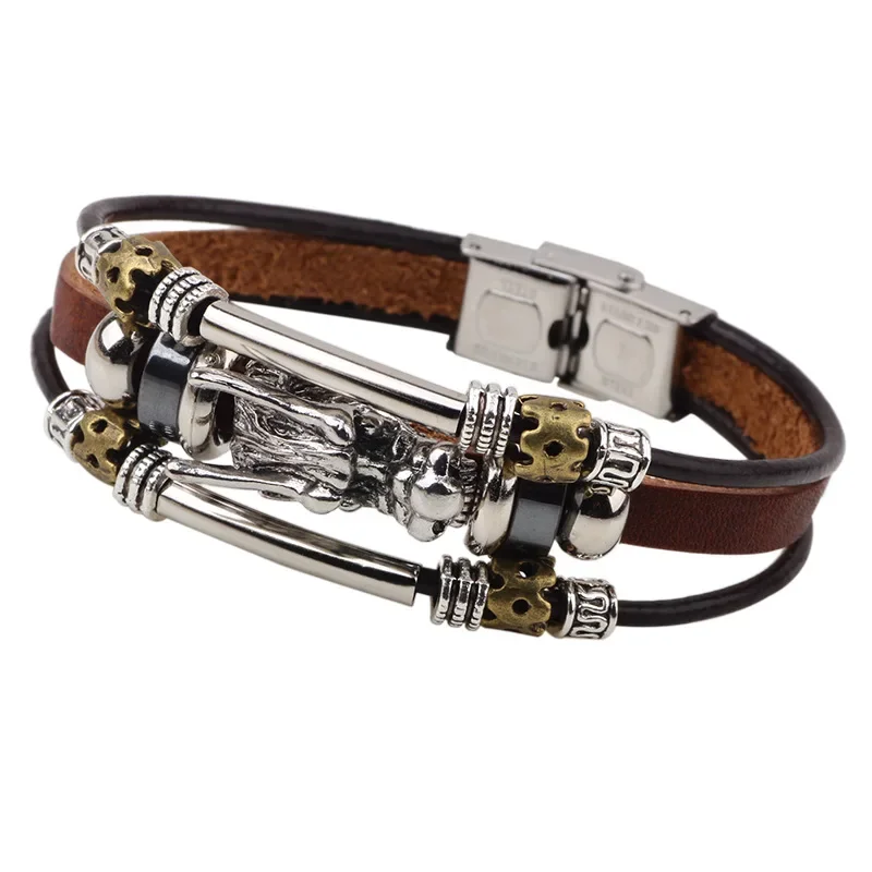 Kirykle New Fashion Women Leather Bracelet 2023 Tibetan silver men leather Bracelet Vintage dragon Leather Bracelet Jewelry gift