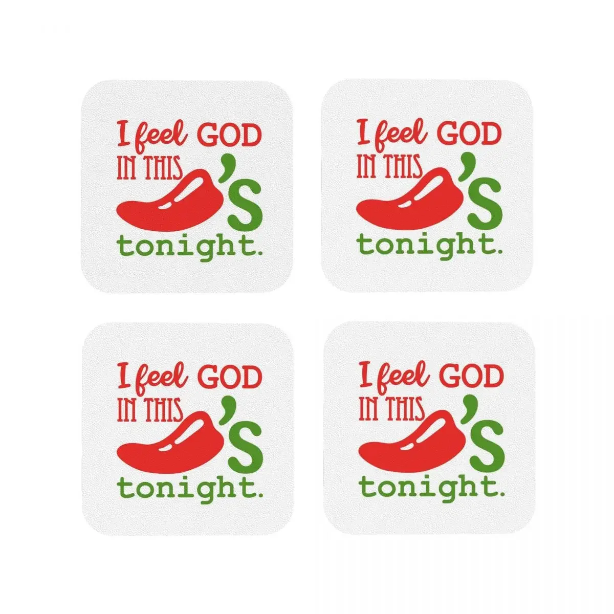 I Feel God Coasters Coffee Mats Leather Placemats Cup Tableware Decoration & Accessories Pads for Home Kitchen Dining Bar