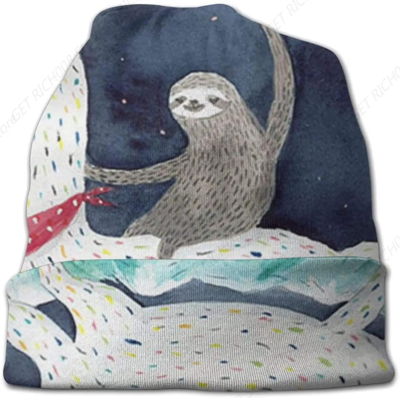 Sloth Riding Llama Gorro de invierno cálido Gorro para mujer Gorro con calavera Sombreros para mujer