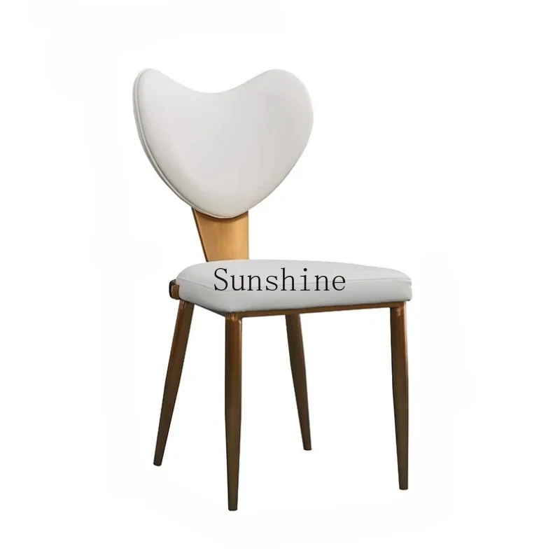 Simple modern living room stainless steel light luxury desk makeup stool cream wind dining chair