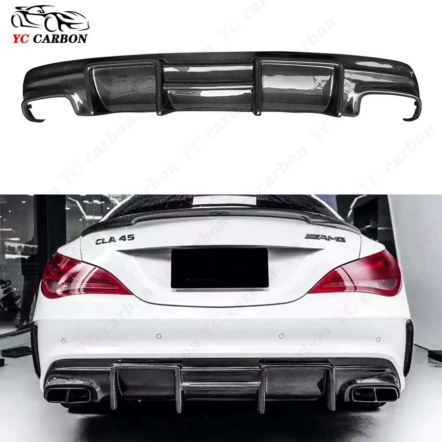 For Mercedes Benz CLA Class W117 CLA200 CLA260 Carbon Fiber Car Rear Bumper Back lip Diffuser Rear Side Splitters Spoiler Lip