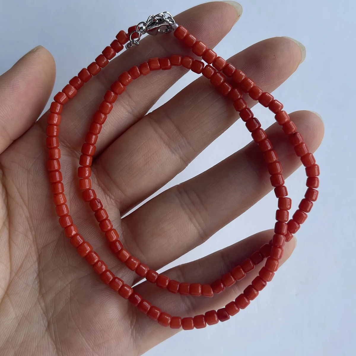 Natural Red Coral Beads Necklace Bracelet Irregular Bamboo Square Round Beads Chains Choker Necklace for Women Jewelry Gift