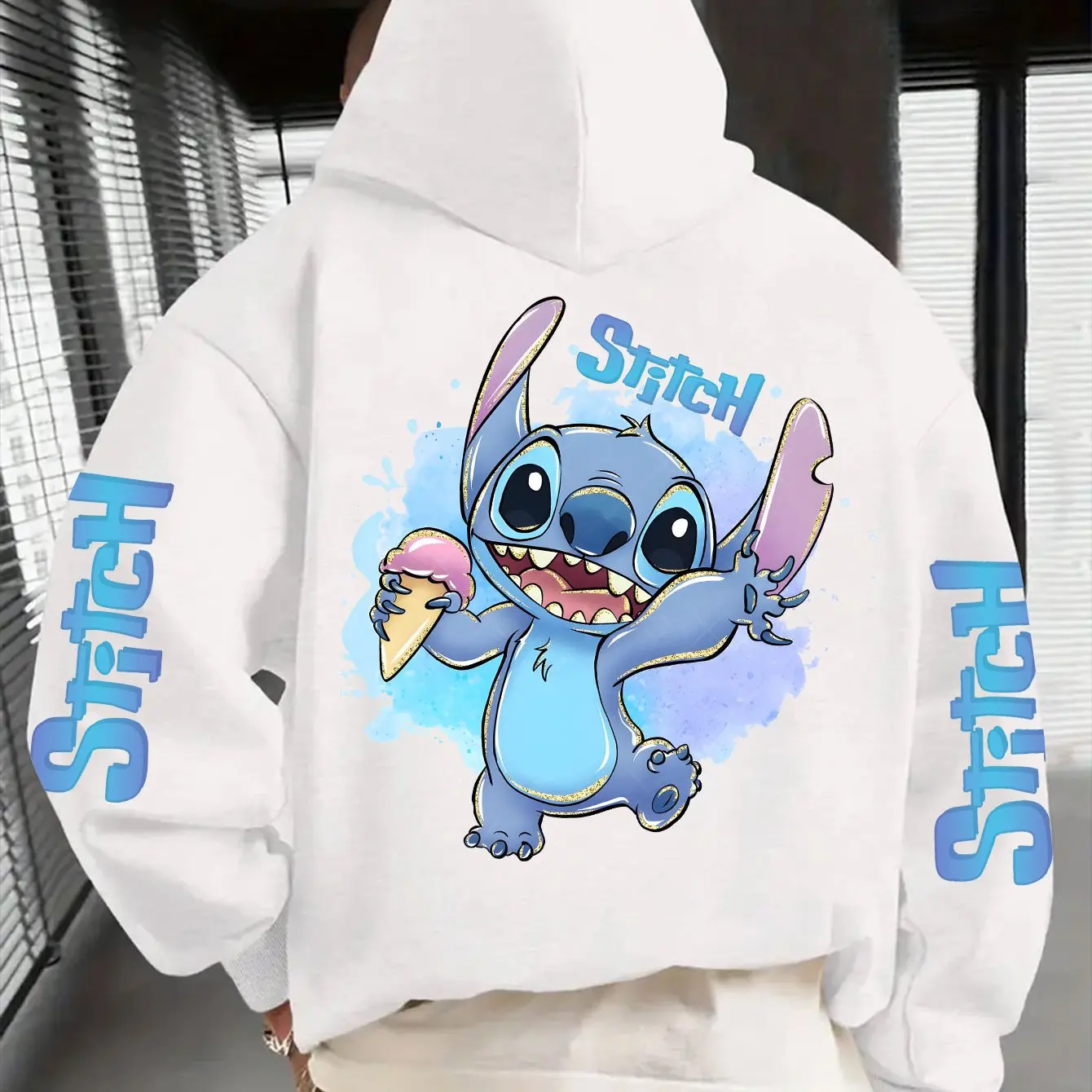 

Мужские рождественские толстовки с капюшоном Disney Stitch, модная уличная одежда большого размера, толстовки унисекс, осенне-зимние флисовые повседневные универсальные