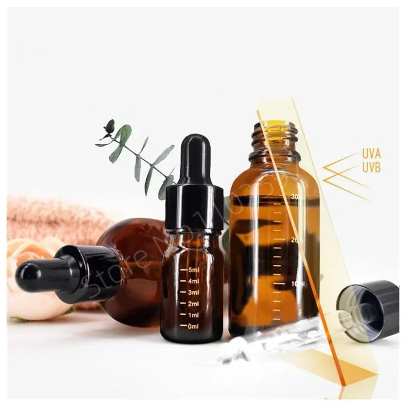 Whosale Empty Dropper Bottle Amber Essential Oil Glass Aromatherapy Liquid 5-100ml Drop for Massage Pipette Refillable