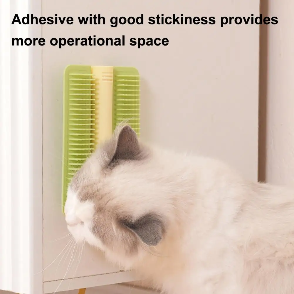 Cat Tickler with Rounded Blunt-Tipped Comb Teeth Built-In Catnip Tablets Adhesive Backing Wall Mounted Cat Scratcher view 2