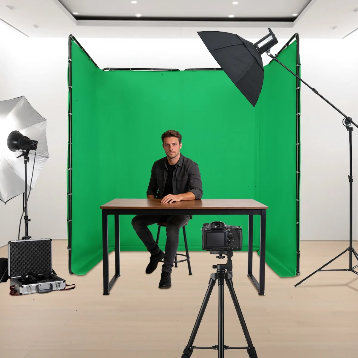 13*7.9 Ft Adjustable Background Support Stand,  Green Screen, Metal Frame, Studio Backdrop, Foldable Screen, Photo Booth, Durable Spray-coated, Professional Photography, Wedding Party Decor