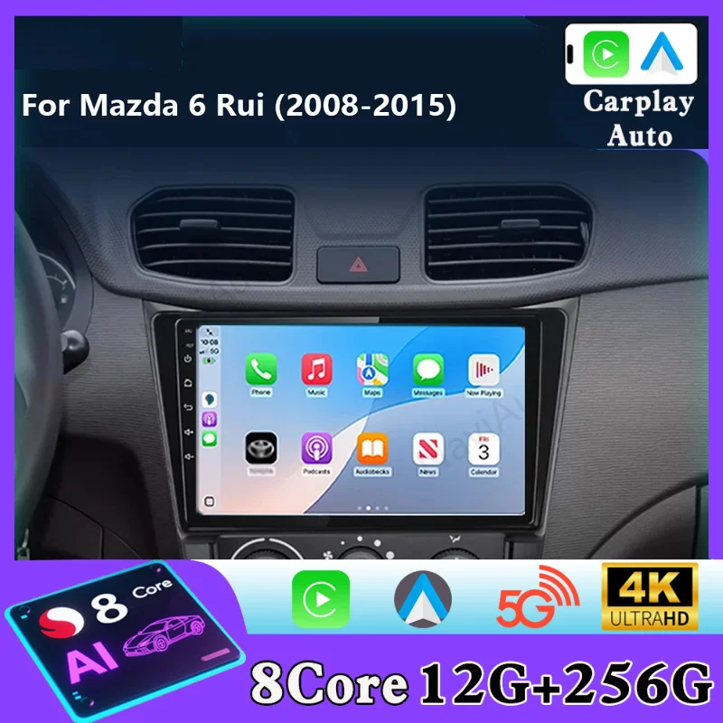 for Mazda 6 GH Rui Wing 2007-2012 Car Multimedia 2din Stereo with Android Auto Carplay GPS DVD - Rear View Camera Ready