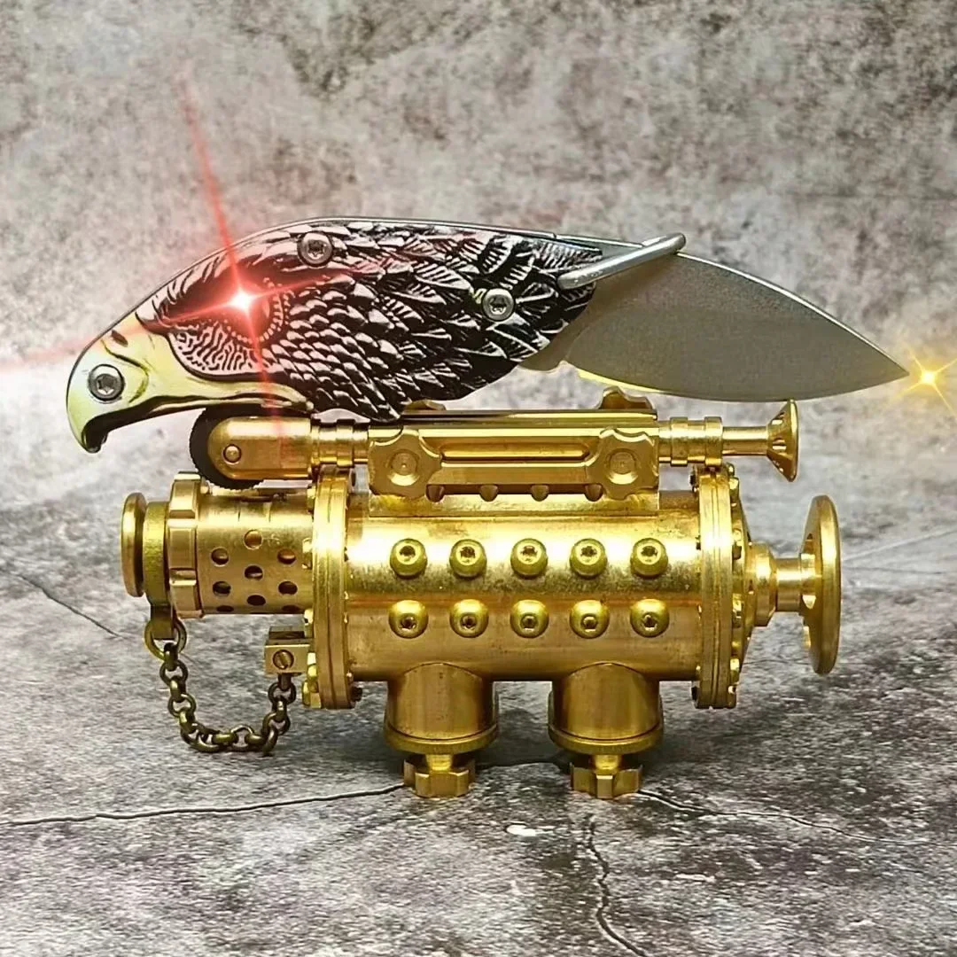 High-end steampunk brass kerosene lighter. Vintage machinery heavy armored copper DIY collection 186G