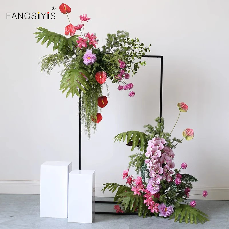 

Arch wall hanging plant arrangement artificial flower arrangement wedding arched background wall decoration hanging flowers row