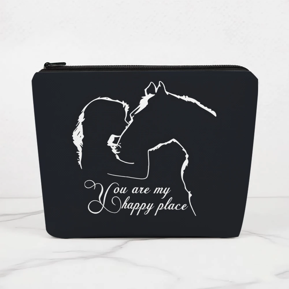 Horse And Rider Silhouette Design Makeup Bags for Girls Cosmetic Pouch Toiletry Bag Pencil Case Travel Storage