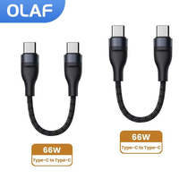 66W Type C to Type C Fast Charging Cable 0.25M Short Cable USB C to Type c Data Cord for Power Bank iPhone 15 16 Portable Charge