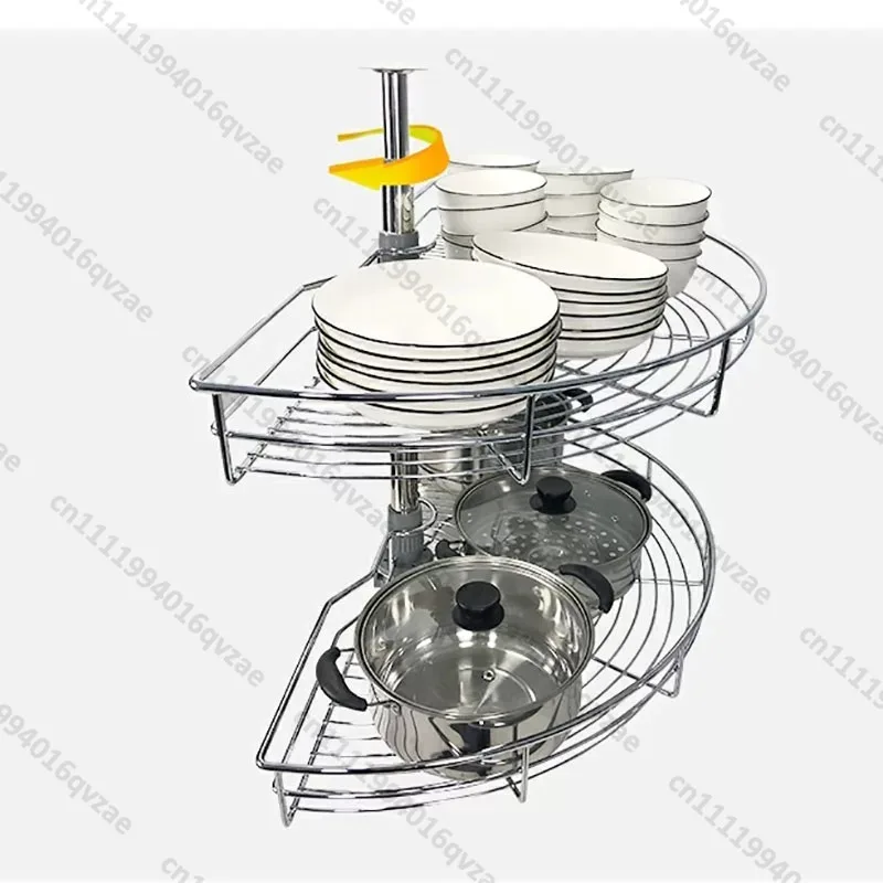 Cabinet Corner Basket 180 Degree Kitchen 270 Degree Basket Stainless Steel Rotating Double-layer Rack