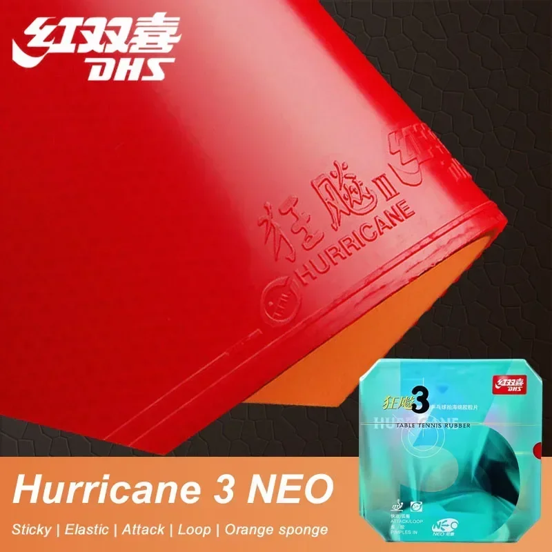 DHS-Hurricane 3 NEO Tischtennis-Gummi, 37 Grad weich, Hurricane-3, Pips-in-Ping-Pong-Schwamm, kein Booster erforderlich