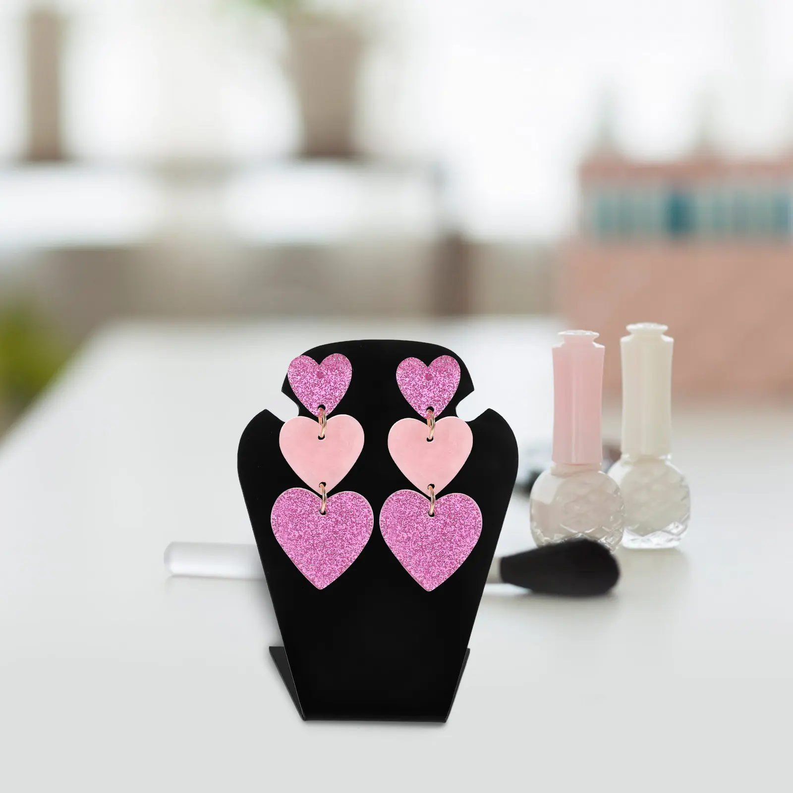3Pcs Jewelry Display Set Necklace Organizer Stand Earring Holder Display Rack Elegant Space Saving ABS Material for Home Retail