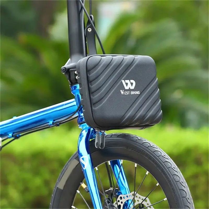 Bike Front Frame Bag Durable Folding Bicycle Handlebar Bag Hard Shell Front Store Bag for Phones Charger Glasses Storage