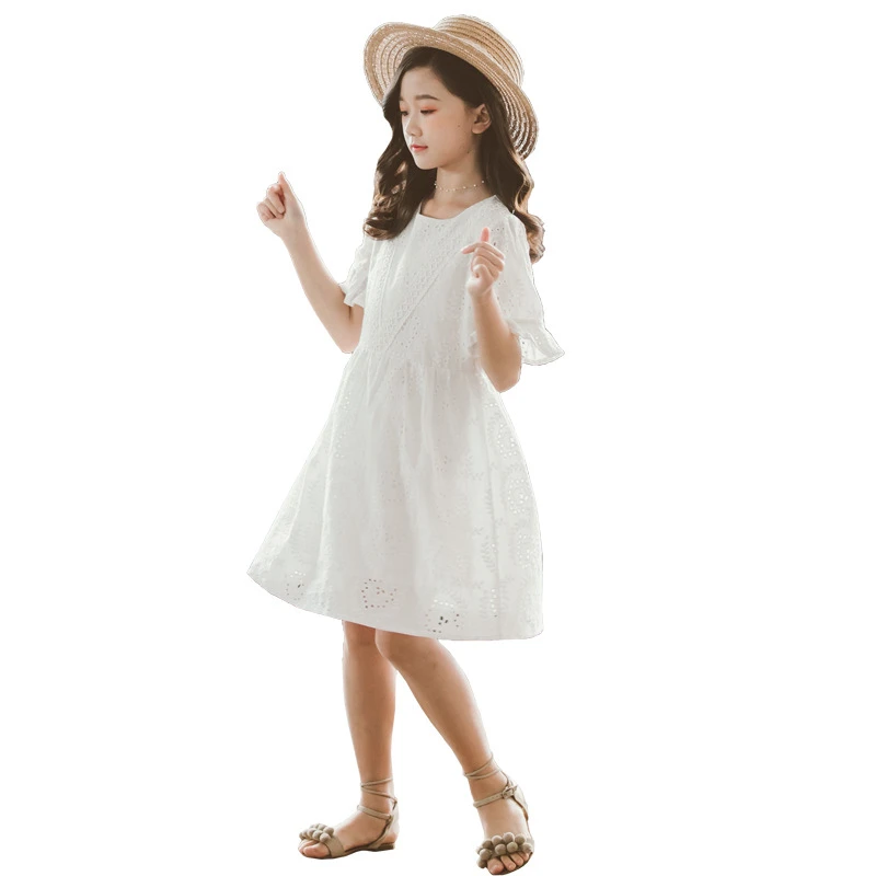 

High Quality Baby Girl Floral Lace Short Sleeve Princess Formal Dress Outfits Dropshipping 3-15Years Girls Party Dress CA961