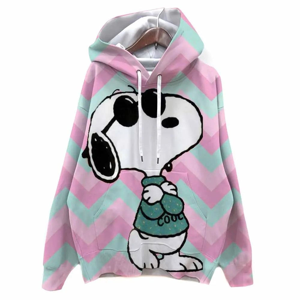 Snoopy print Womens Sweatshirt Crewneck Casual Pullover Autumn Streetwear All-Match Loose Clothing ﻿
