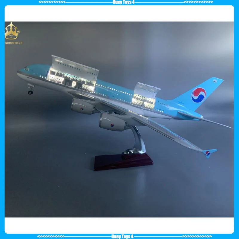 

Korean Air Airbus A380 Aircraft Model 46cm With Led Lights & Wheels Static Simulation Airplane Model Decoration Gift