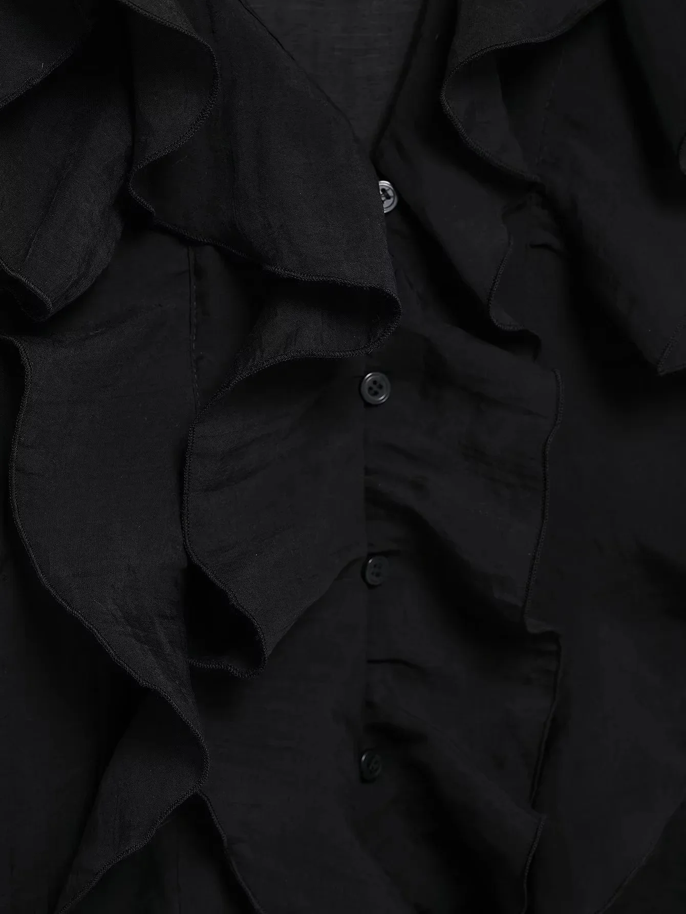 HH Damen Elegante Dünne Einfarbige Sommer-Bluse mit Rüschen, V-Ausschnitt und Puffärmeln, Lässige Damenbluse für Frühling 2026 und Abschlussfeier – Detail 18
