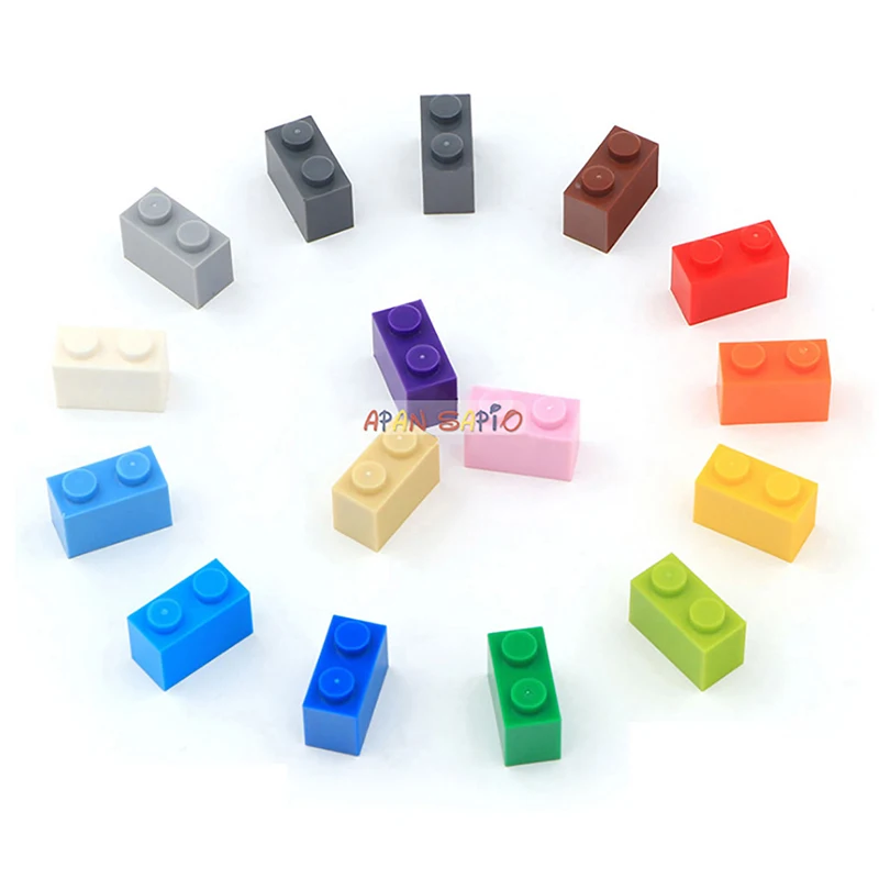 100 stücke DIY Bausteine Spielzeug Hohe 1x2 16 Farbe Ziegel Größe Kompatibel Mit 3004 kinder Pädagogisches Spielzeug für kinder