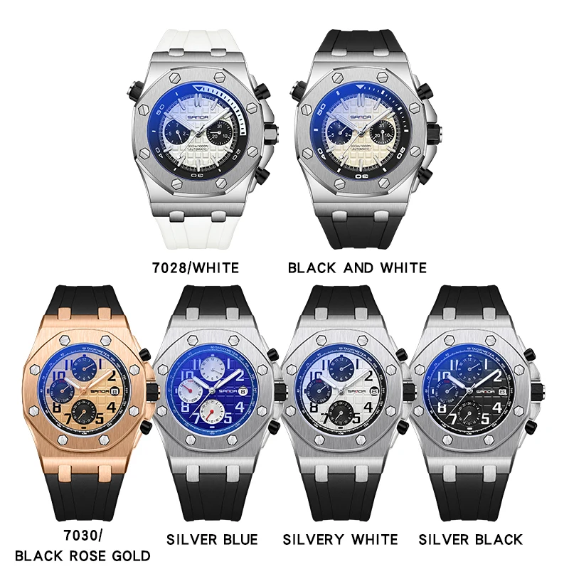 Reloj de pulsera mecánico para Hombre y mujer, cronógrafo automático con agujeros, esqueleto Tonneau, luminoso, resistente al agua, zafiro