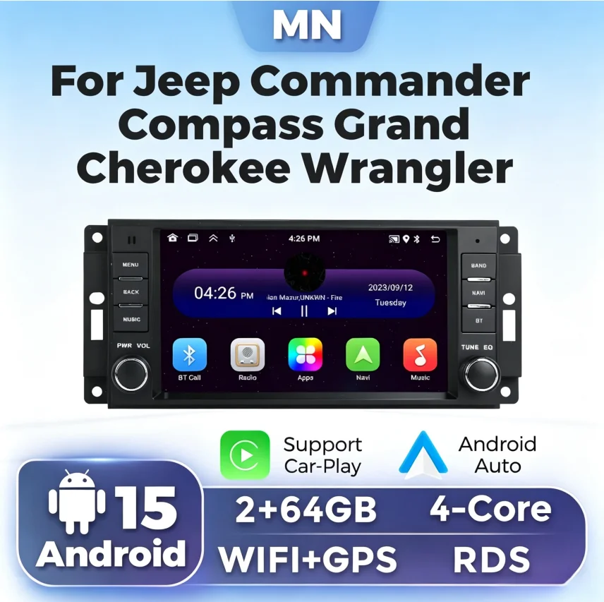 7 Inch Car Radio Stereo For Jeep Commander Compass Grand Cherokee Wrangler Car Play Android Auto Multimedia Player FM Autoradio