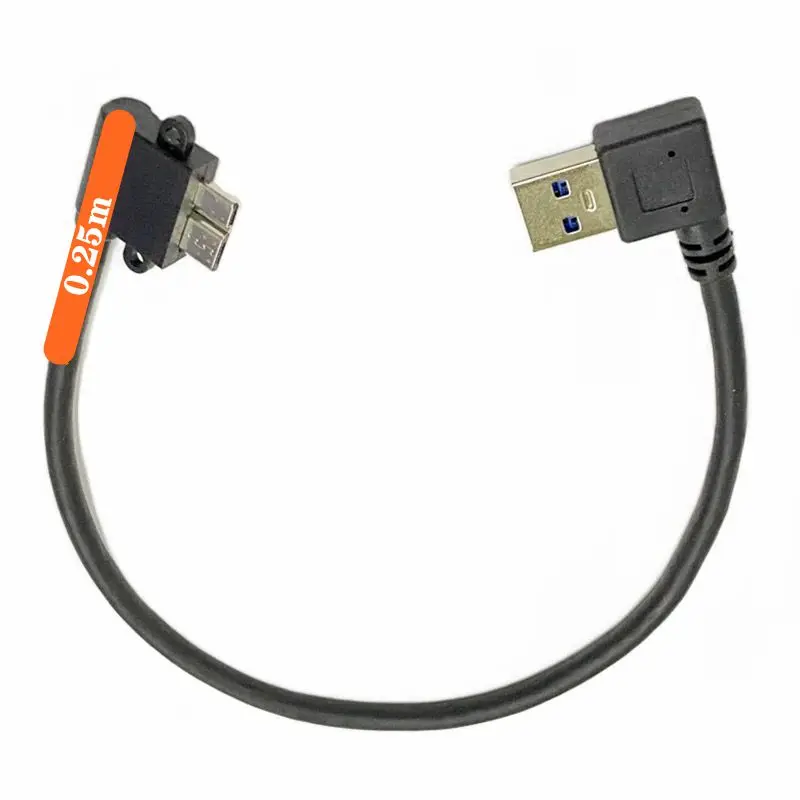25cm High Speed USB 3.0 A Male to Micro B USB Elbow With Fixed Portable Hard Drive Data Cable, Bent Up, Down, Left, Right