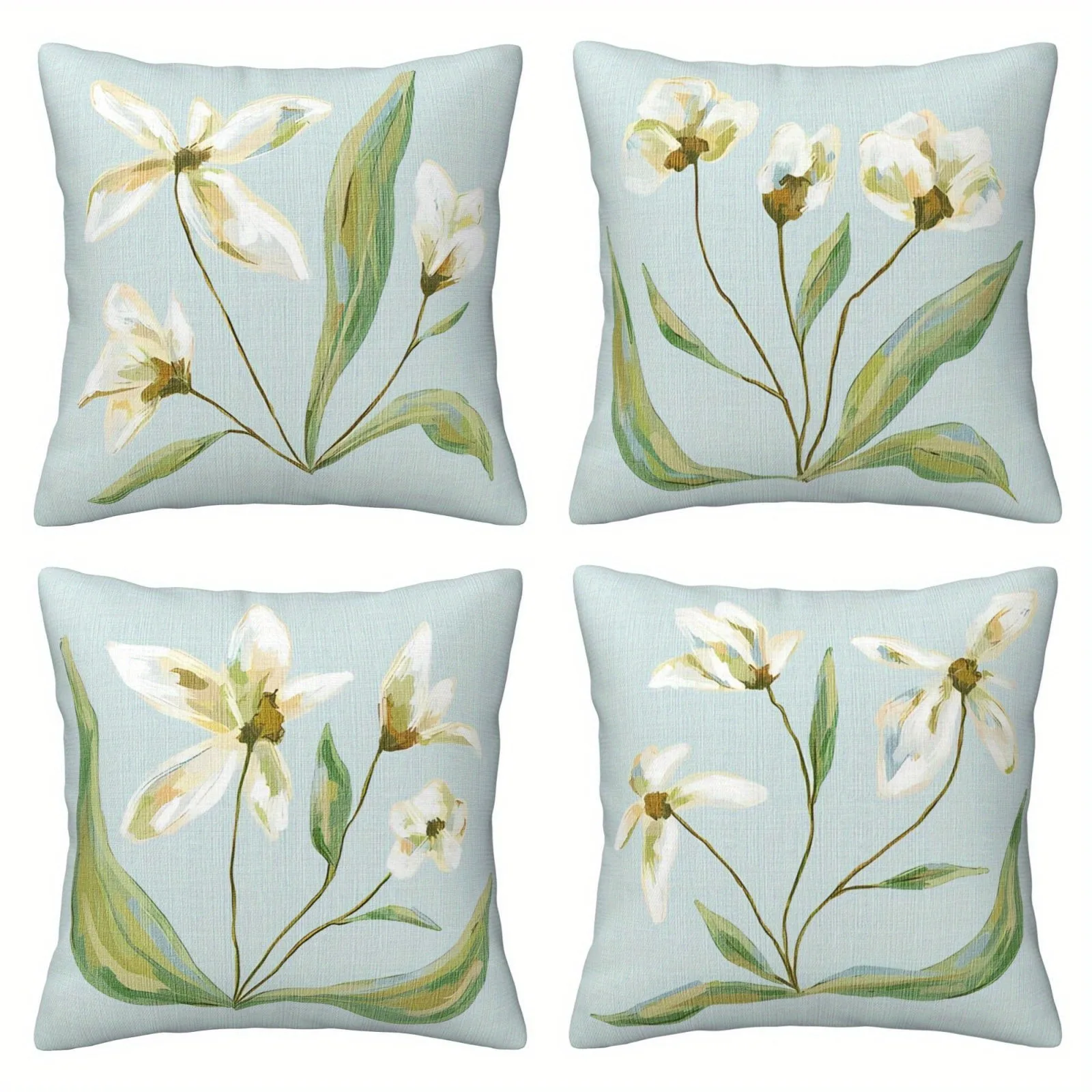 

Мягкие акварельные наволочки с белыми цветами: наволочки Serene Light Blue для домашнего декора