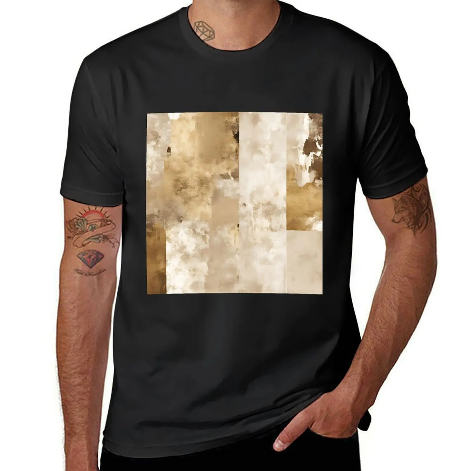 

Abstract  Neutral Gold  Design 03 T-Shirt blacks summer clothes t shirt men