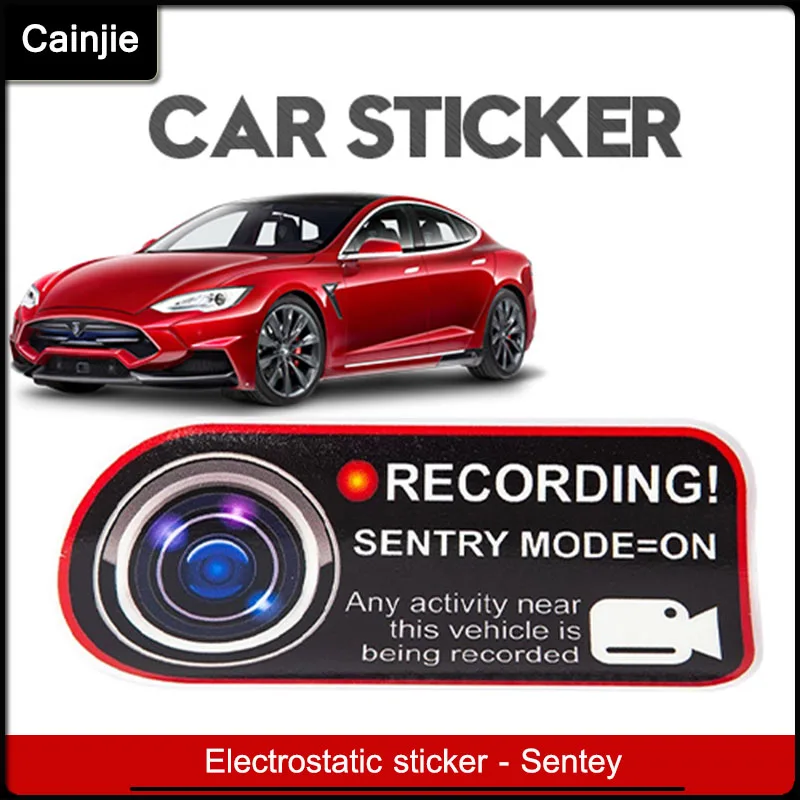 Dashcam Mode-on Sentry Reminder Static Sticker Accessories For Tesla Model 3 X S Y Car Video Recorder mode on Warning Stickers