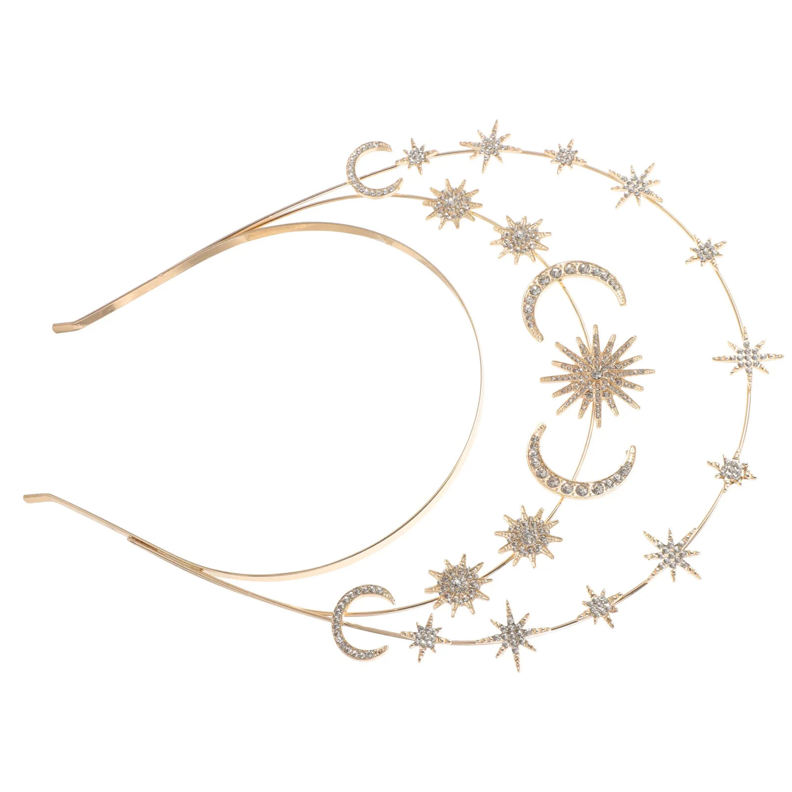 

Moon Headband Wedding Bridal Crown Star Wedding Headband For Bride Hairband Gold 3 Layers Comfortable Fit