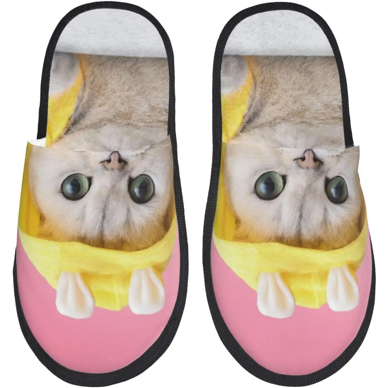 

A Funny Cat Print Women'S Fuzzy Slip On Indoor Outdoor Winter House Slippers Guest Slippers for Bedroom Women Print
