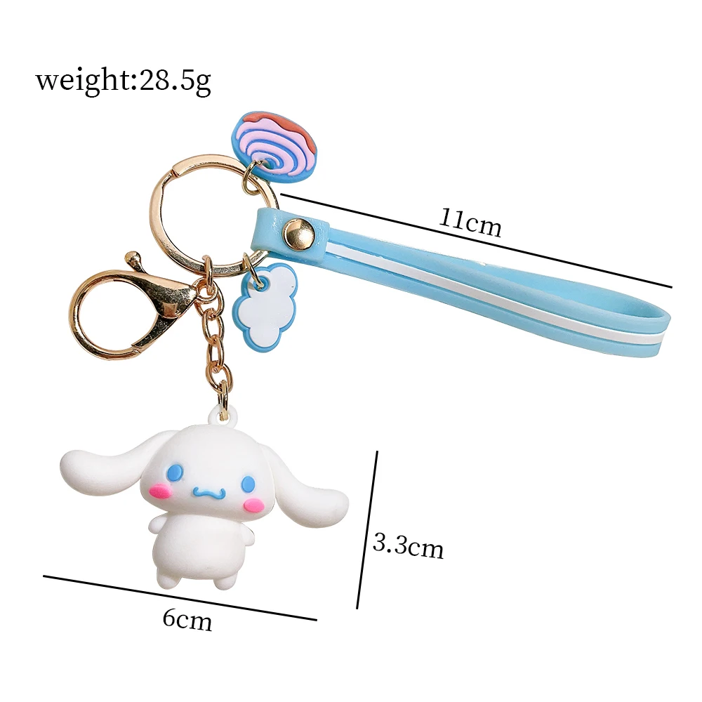 Kawaii Sanrio Keychain Kuromi Cinnamoroll Women Bag Pendant Backpack Melody Accessories Hello Kitty Toy Doll Keyring Girl Gift