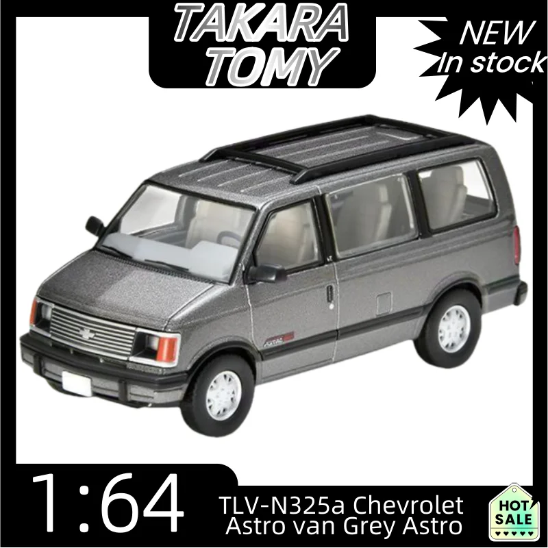 TAKARA TOMY 1:64, TLV-N325a Chevrolet Astro van Grey Astro, modelo de coche simulado fundido a presión de aleación, nuevo stock, adorno de habitación