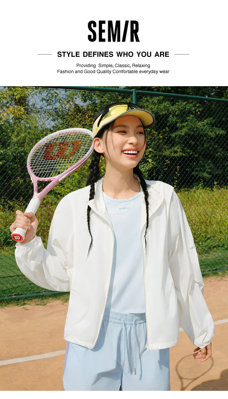 Semir Womens UV Jacket 2026 Cool Feeling Mesh Spliced Loose Hooded Drawstring Casual Outdoor Soft Comfortable