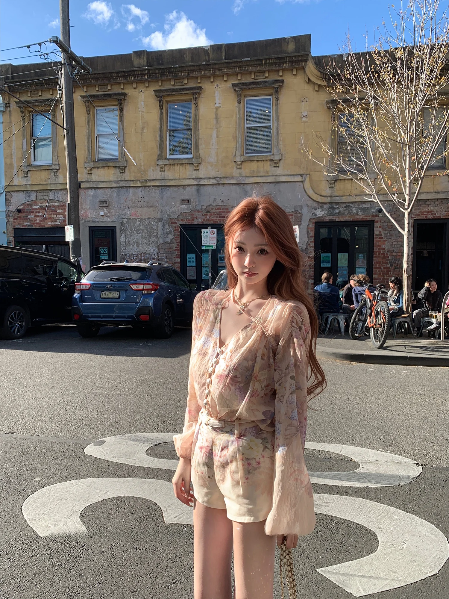 

Романтическая картина с надписями в Рио, картина маслом, Аосфера, верхняя часть, комплект с принтом, свободная посадка, V-Ne, дышащий нейлон на пуговицах