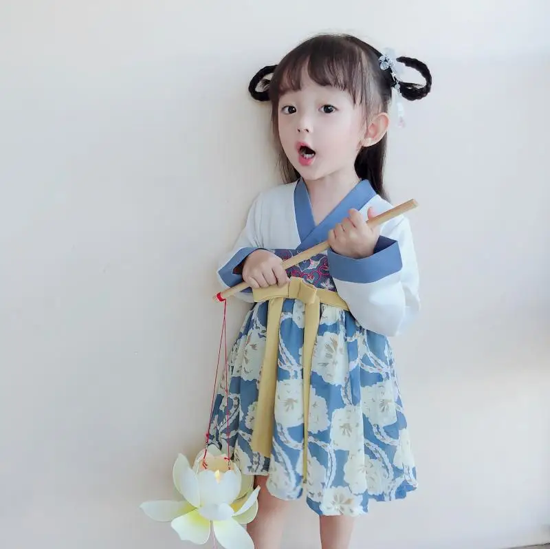 Vestido tradicional chino para niñas, Hanfu, ropa de Año Nuevo, Disfraces de Halloween, traje Tang impreso